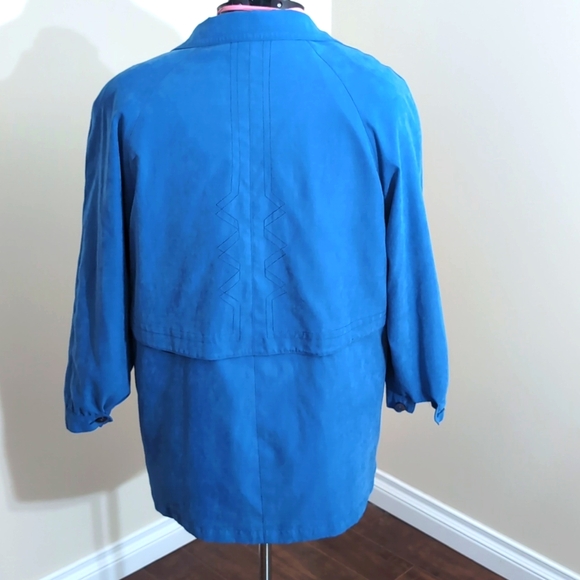 Apropos| Vibrant Blue Spring or Fall Button Up Jacket Polyester Nylon Blend - Picture 3 of 16